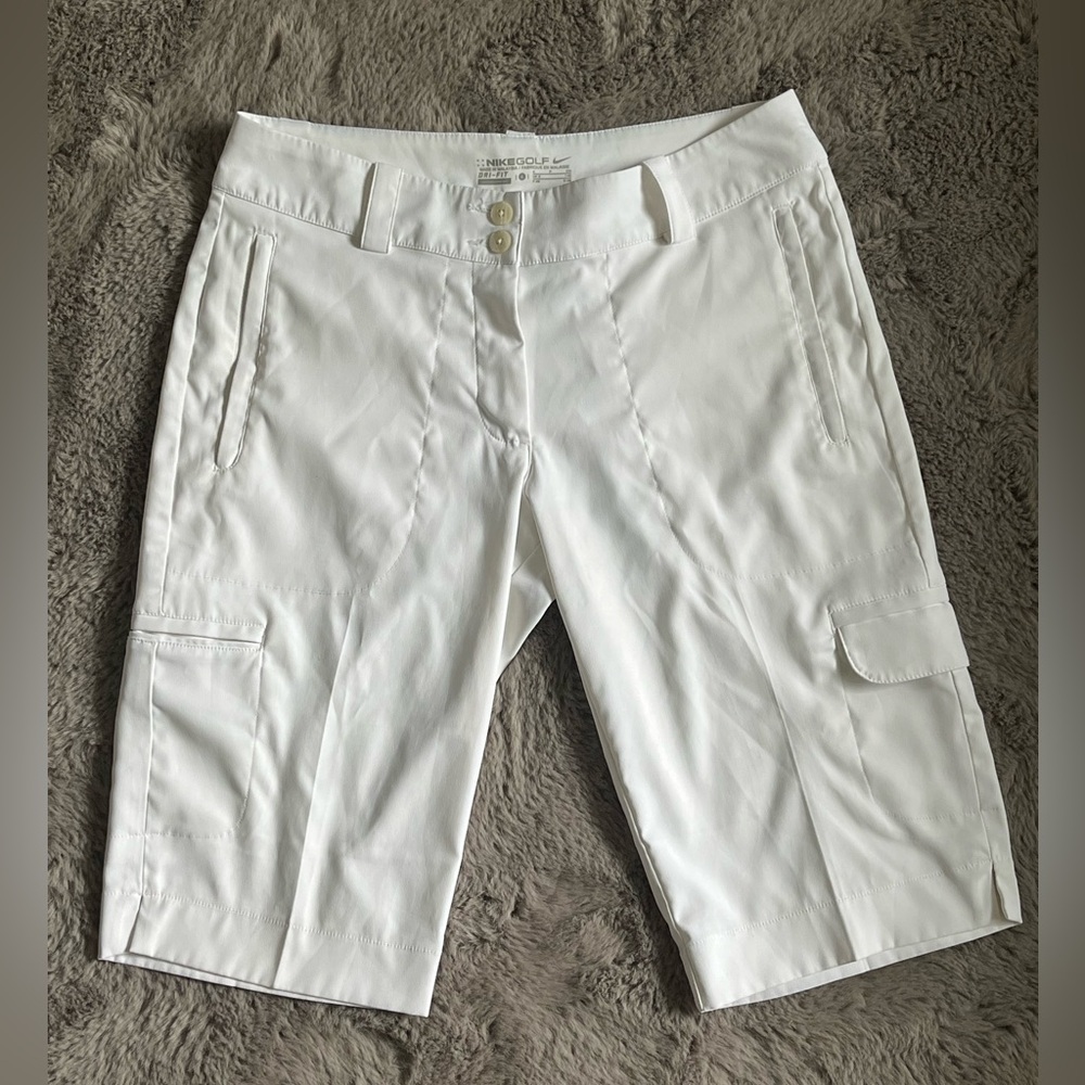 Women’s Nike Golf Bermuda Shorts Classic Cotton Blend White NWOT